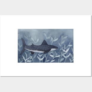 Whimsical Whale Shark in Watercolor Posters and Art